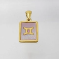 Collana con segno Gemelli placcata oro 18K con ciondolo rosa per donna - Gemelli