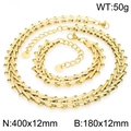 Set collana e bracciale dorati con catena geometrica triangolare cava e specifiche - Set Colore Oro (KS226880-ZCG)