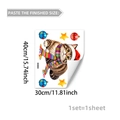 Detailed size guide of Christmas static window sticker featuring a cute cat with scarf - Tabby Cat and Festival Ornaments