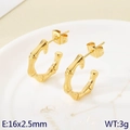 Minimalist 16mm gold bamboo C-shaped stainless steel earrings on a ceramic dish - Gold (KE113959-KC)