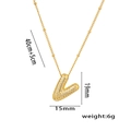 18K gold plated V letter pendant necklace with micro-paved zircons and 40+5cm chain - Gold Color Letter V with Zirconia