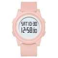 Pink digital sports watch featuring a round dial with LED display and silicone strap - Pink(0901)