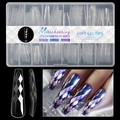 Λεπτομέρεια macro από διαφανή νύχια soft gel με τρισδιάστατη ανάγλυφη υφή διαμαντιού - Μοντέλο 09 / 120ΤΜΧ