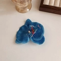 3D deep blue orchid hair claw clip with elegant petal textures and floral center - Blue Duckbill Clip