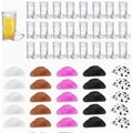 Clear plastic cowboy boot shot glasses with assorted colorful mini cowboy hats - 25 Clear Cups & 25 Mixed Color Hats Set
