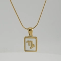 Gold-plated snake chain necklace featuring a square Capricorn shell pendant in titanium steel - Capricorn / White Mother of Pearl