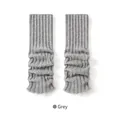 Jambières en tricot gris pour femmes avec texture côtelée et style d'hiver chaud - Gris Chiné Classique