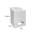 White faux leather makeup brush holder with crocodile pattern and silver metal detail - White Crocodile Texture Square Half Bucket