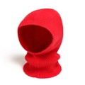 Detailed texture of red knitted balaclava showing ribbed neck and soft yarn finish - Red