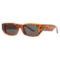 Retro tortoise shell rectangle sunglasses with wide temples and dark grey UV lenses - Tortoiseshell Frame Grey Lenses