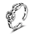 Vintage adjustable ring featuring engraved sheep and NYU NYU charms in silver finish - Vintage Sheep boy