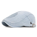Gorra de mezclilla azul claro con parche vintage y hebilla de latón ajustable - Ajustable / Azul claro