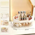 Rotating cream white makeup organizer with multiple compartments and drawers - Extra Thick Single Layer Rotating Style / Cream White