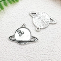 Antique silver finish alloy Saturn planet charms with star reliefs for DIY jewelry making - Round Planet Saturn Shape (25x17mm)