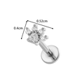 Labret patte de chat en argent avec zircons, bijou de cartilage 0,4x0,52cm - Style Empreinte de Patte (2610-1# Argent)