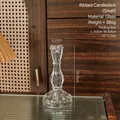 Vintage small ribbed crystal glass candle holder with elegant vertical striped texture - Vertical Stripe Large