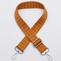 Adjustable wide houndstooth bag strap in yellow and brown with silver metal clasps - No. 334 Silver Hook