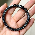 Polished metallic black faceted hematite stone beads bracelet for men and women - Gear + Octagonal Cut