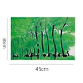 Washable PVC placemat with oil painting forest design, size 45x30cm for dining table - 45x30cm / Horses Style 3