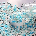 Perlas de azúcar azul y blanco para decoración de pasteles y temática de princesa hielo - Mezcla de Virutas para Pasteles de Copos de Nieve de Dibujos Animados 130g