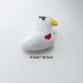 Mini white plush bird accessory with red heart embroidery, size 5cm by 5cm detail - White Heart Duck (Back Opening)