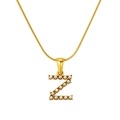 Gold plated stainless steel snake chain necklace with pearl inlaid letter Z pendant - Z (S-P149-Z)