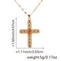 Collier croix dorée serti de pierres orange avec détails de poids et de dimensions - Style L / Pendentif + Chaîne à Lèvres