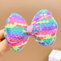 Rainbow sequin bow hair clip with gradient fish scale pattern for girls and women - Spring Colors