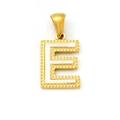 Gold plated stainless steel letter E pendant with white enamel inlay and relief details - Letter E (Single Pendant)