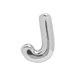 Glossy silver bubble letter J pendant with high-shine metallic finish for jewelry - Silver Letter-J
