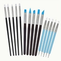15-piece pottery clay sculpting tool set with black, brown, and blue handles - Cross-border Best-selling 15-piece Silicone Pen Set [type A]