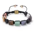 Handmade bracelet with colorful natural stones and black lava beads on white background - 7 Chakra / Multicolor 1