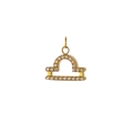 Golden Libra zodiac necklace pendant with inlaid crystals and birthstone detail - Libra