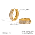 Orecchini a cerchio a C in acciaio inossidabile 18K con micro intarsio in zirconi - Oro-Zircone Bianco