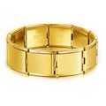 Italian modular charm bracelet in gold-plated stainless steel with polished rectangle links - 18mm Wide Gold