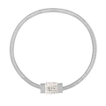 Silver-toned round flexible bangle with sparkling rhinestone inlaid cylindrical charm - Steel Color Bangle (Z274)