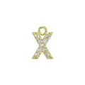 Micro-paved gold-plated letter X pendant with white zircons for jewelry making - Letter X / Gold