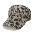 Detail of plush leopard print faux lamb wool baseball cap with thick fuzzy texture - Classic Brown Black Leopard Style (C)