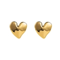 Elegant gold heart stud earrings in polished stainless steel for a minimalist look - Glossy Polished Gold Heart Stud Earrings (ZE0511)