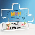 Acrylic puzzle block ornament for Mother's Day with Dear Mom engraving in clear finish - Dear Mom Style (Q93)
