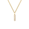 Collar minimalista bañado en oro de 14K con colgante de barra vertical y cuatro circonitas - Letra I-Oro de 14K
