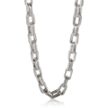 Classica collana in acciaio inossidabile argento con maglie rettangolari su sfondo bianco - Collana Argento (6mm)