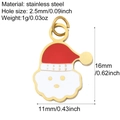 Golden stainless steel Santa Claus enamel charm with 16mm x 11mm dimensions and specs - Santa Claus (G10)