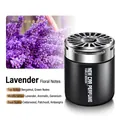 Lavender scented solid car air freshener with black matte finish and silver metal lid - Lavender