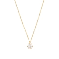 Elegante collana dorata con ciondolo in zircone a taglio tondo e castone a sei griffe - Oro