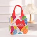 Colorful Happy Birthday non-woven gift bag featuring red heart balloons and festive patterns - 9005-8 (Heart Balloon-HAPPY Birthday)