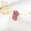 Pink zircon geometric stud earring with silver metal base and small round diamonds - 0.8*6mm Rod / Pink (Single Piece)