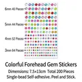 Colorful heart gemstone face stickers for DIY crafts, 200pcs set in assorted sizes - Colorful Gem Face Stickers