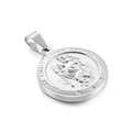 Colgante de San Cristóbal en plata de acero inoxidable con detalles en relieve - Estilo de Relieve Redondo Dorado (KP100142-Z)
