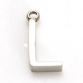 Polished silver stainless steel alphabet letter L pendant necklace charm - Steel L (With Chain) / Silver-Letter L